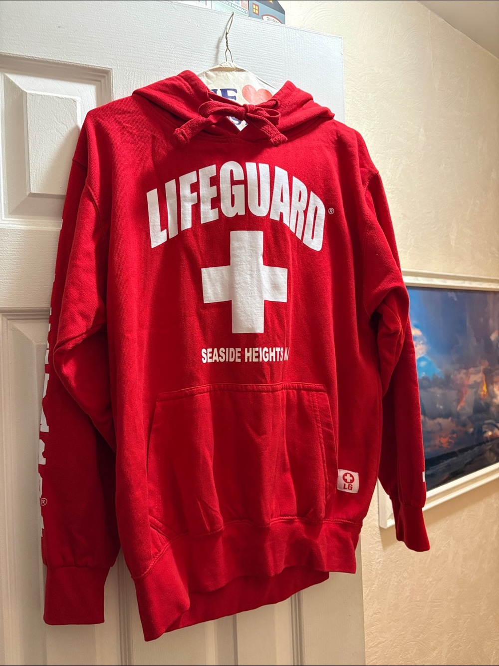 Like new Red Lifeguard Hooded Sweatshirt - Seaside Heights, NJ, size small